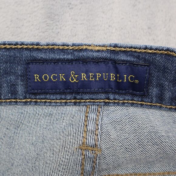 Rock & Republic Jeans Womens Berlin 6 32 Blue Pants Denim Low Rise Stretch - Picture 2 of 16